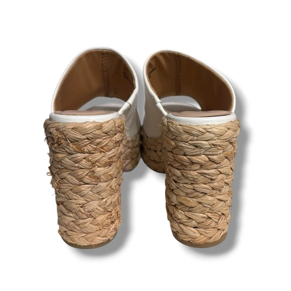 LULUS Ervyn White Raffia Platform Slide Sandals